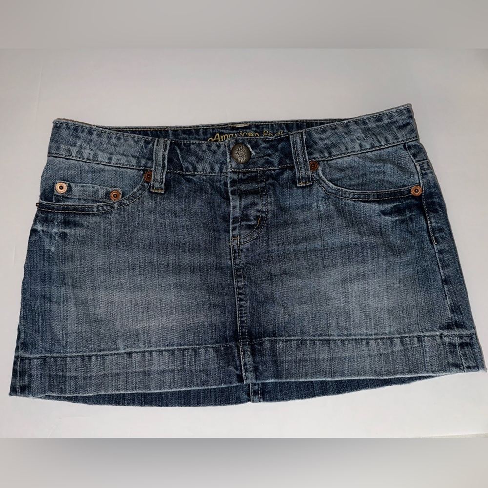 American Eagle Outfitters Light to Medium Blue Washed Denim Mini Skirt